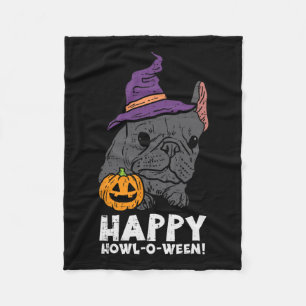 Bulldog heks gelukkig huilen o ween leuk halloween fleece deken