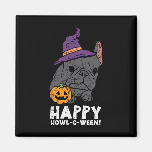 Bulldog heks gelukkig huilen o ween leuk halloween magneet