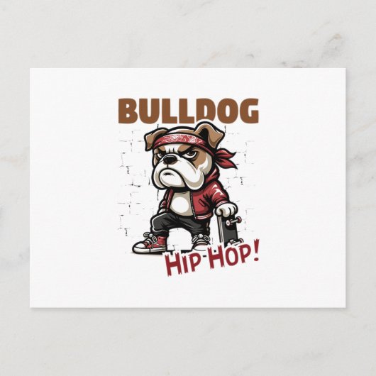 Bulldog hiphop briefkaart (Voorkant)