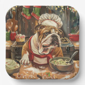 Bulldog Holiday Bakken: Feestelijke Kerstmis Papieren Bordje (Voorkant)