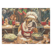 Bulldog Holiday Bakken: Feestelijke Kerstmis Tafelkleed (Voorkant (Horizontaal))