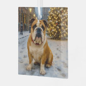 Bulldog Holiday  Glas Ornament (Voorkant links)