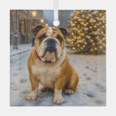 Bulldog Holiday  Glas Ornament (Voorkant)