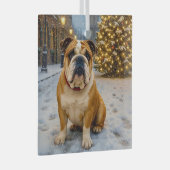 Bulldog Holiday  Glas Ornament (Voorkant Rechts)