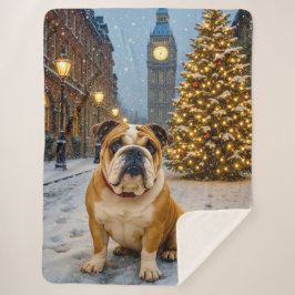 Bulldog Holiday Sherpa Deken