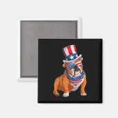 Bulldog hond 4 juli Amerikaanse vlag Magneet (Voorkant / Achterkant)
