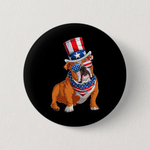 Bulldog hond 4 juli Amerikaanse vlag Ronde Button 5,7 Cm