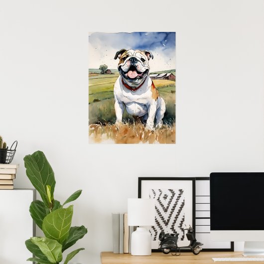 Bulldog - Hond Art Print (Thuiskantoor)