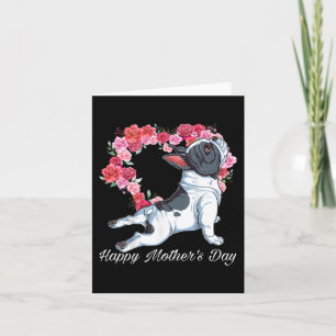 Bulldog Hond Hart Bloemige Gelukkige Moederdag Cad Kaart