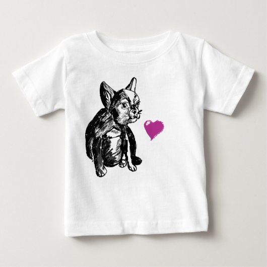 Bulldog Hond Hart Tekening Peuter Pullover Hoodie (Voorkant)