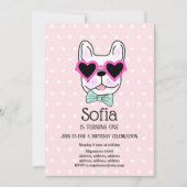 Bulldog, hond, huisdier verjaardagsfeest uitnodigi kaart (Voorkant)