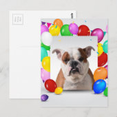 Bulldog hond met kleurrijke ballonnen Verjaardagst Briefkaart (Voorkant / Achterkant)