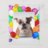 Bulldog hond met kleurrijke ballonnen Verjaardagst Briefkaart (Voorkant)