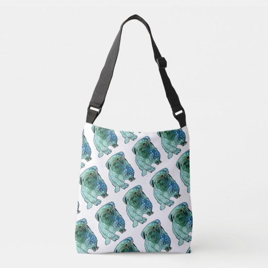 Bulldog hond over-Print crossbody tas (Voorkant)
