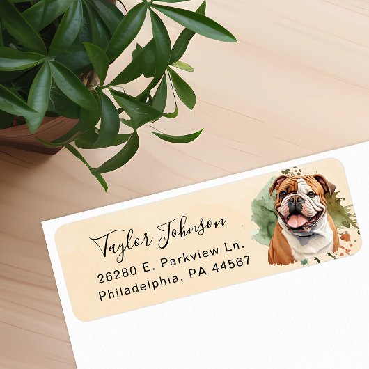Bulldog Hond Retouradres Label