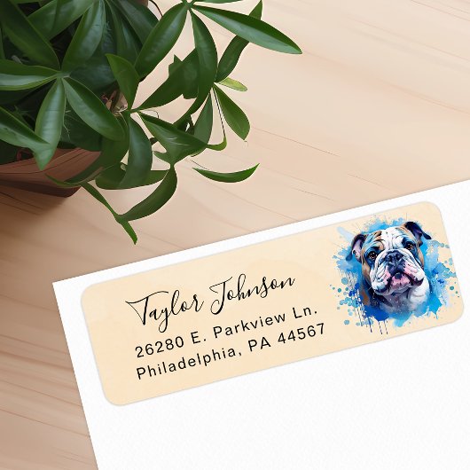 Bulldog Hond Retouradres Label