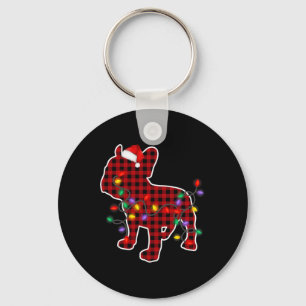 Bulldog Hond Santa Hoed Kerstmis Pyjama Xmas Licht Sleutelhanger
