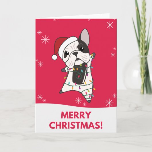 Bulldog honden vrolijk kerstfeest winter dieren ka kaart (Voorkant)
