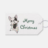 Bulldog Honden Vrolijk Kerstmis Winter Dieren Truc Cadeaulabel (Voorkant (Horizontaal))