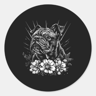 Bulldog Hondenliefhebber Retro Style Tattoo _1 Ronde Sticker