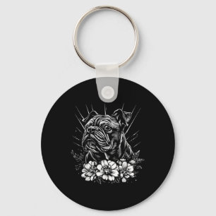 Bulldog Hondenliefhebber Retro Style Tattoo _1 Sleutelhanger