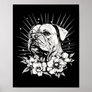 Bulldog Hondenliefhebber Retro Style Tattoo Poster