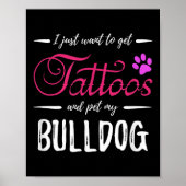 Bulldog Hondenliefhebber Tattoo Funny Dog Mom Gift Poster (Voorkant)