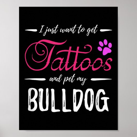 Bulldog Hondenliefhebber Tattoo Funny Dog Mom Gift Poster (Voorkant)