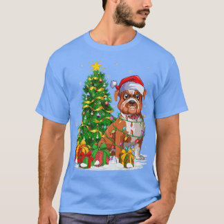 Bulldog Hondenliefhebber Xmas Tree Santa Funny Bul T-shirt
