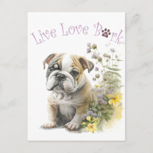Bulldog Hondenmoeder Bloemstuk Briefkaart