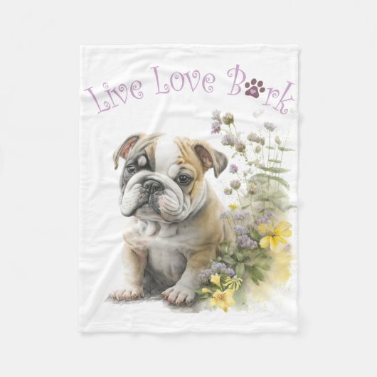 Bulldog Hondenmoeder Bloemstuk Fleece Deken (Voorkant)