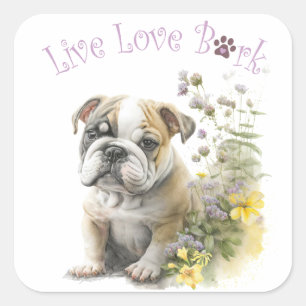 Bulldog Hondenmoeder Bloemstuk Vierkante Sticker