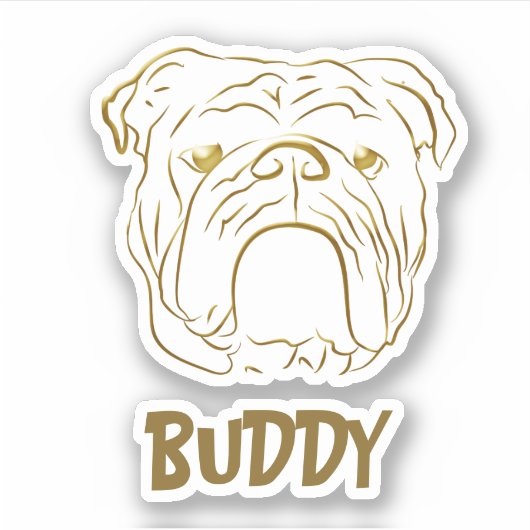 Bulldog Hondennaam Sticker (Voorkant)