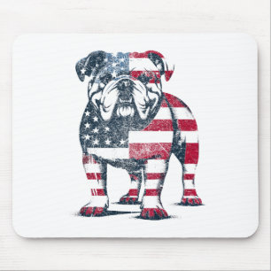 Bulldog houdt van de Amerikaanse vlag patriottisch Muismat