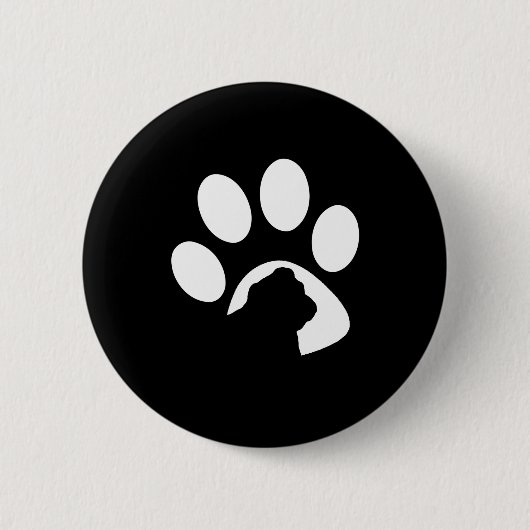 Bulldog Huge Paw Silhouette Ronde Button 5,7 Cm (Voorkant)