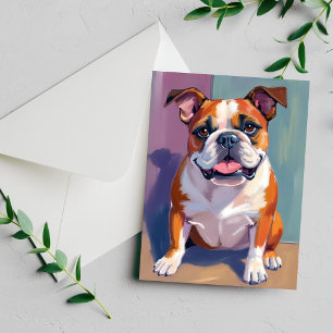Bulldog Huisdier Schilderij Whimsical Waterverf Ho