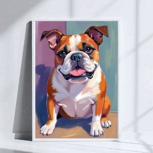 Bulldog Huisdier Schilderij Whimsical Waterverf Ho Poster