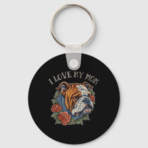 Bulldog I Love Mom Dog Tattoo Sleutelhanger