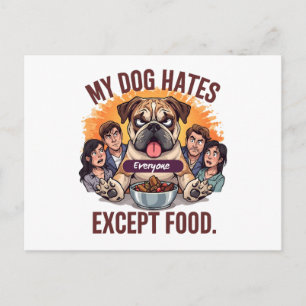 Bulldog Iedereen Behalve Eten Grappige Cartoon Briefkaart