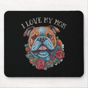 Bulldog Ik hou van mijn moeder Tattoo Muismat