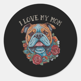 Bulldog Ik hou van mijn moeder Tattoo Ronde Sticker