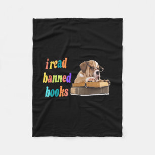 Bulldog Ik lees verboden boeken Fleece Deken