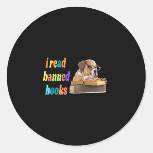 Bulldog Ik lees verboden boeken Ronde Sticker