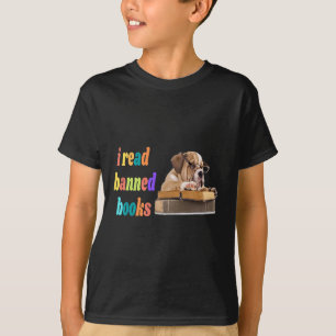 Bulldog Ik lees verboden boeken T-shirt