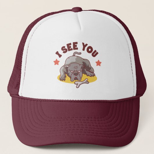 Bulldog ik zie je trucker pet (Voorkant)