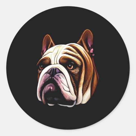 Bulldog Illustration Classic Round Sticker (Voorkant)