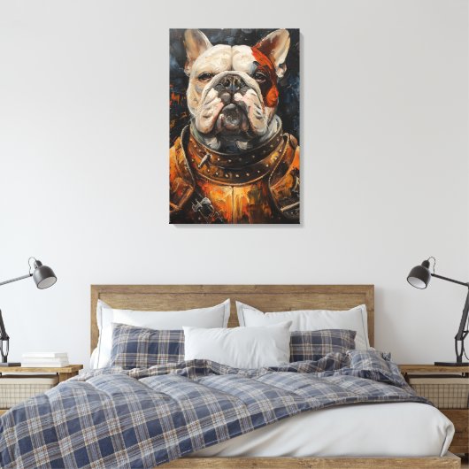 Bulldog In Armor Canvas Afdruk (Insitu (Slaapkamer))