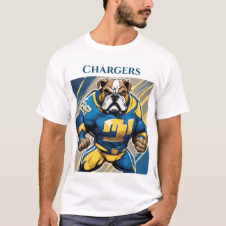 Bulldog in Chargers Gekleurd Cersey T-shirt