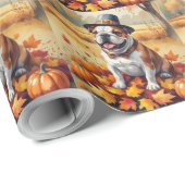 Bulldog in de herfst verlaat Thanksgiving kunst Cadeaupapier (Rol Hoek)