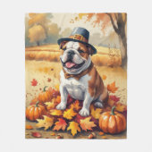 Bulldog in de herfst verlaat Thanksgiving kunst Fleece Deken (Voorkant)